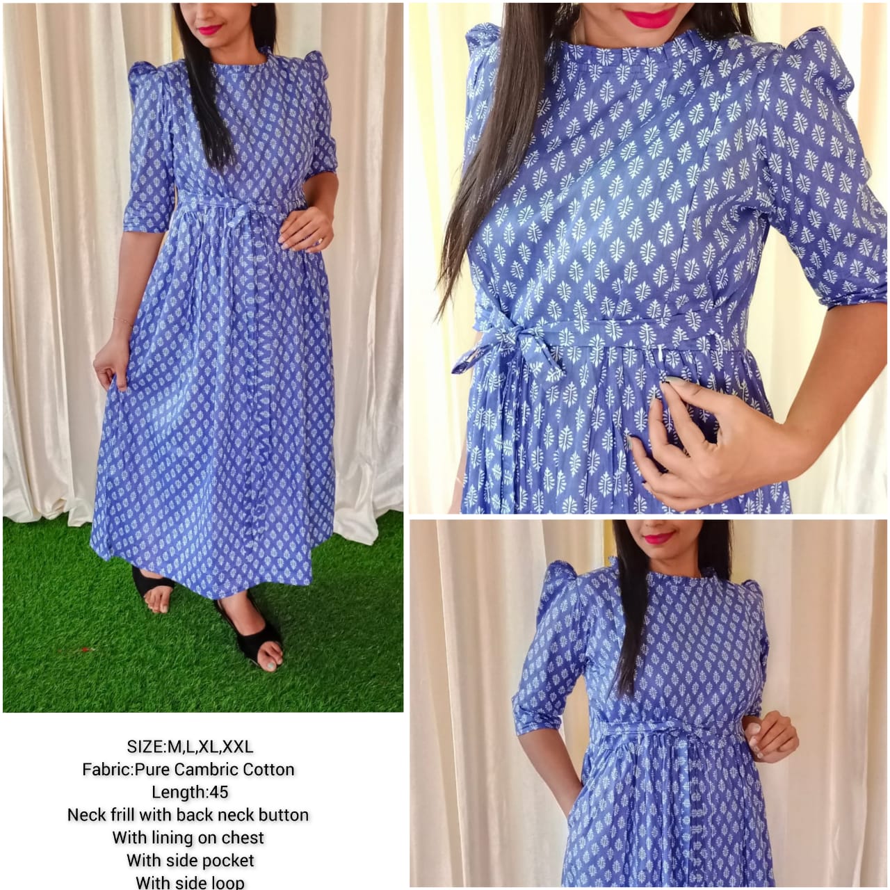 Buy Pure Cotton Feeding Dress | Pastal Blue | Stitched With Cotton Chest  Lining | S | M | L | XL | XXL | 3XL 